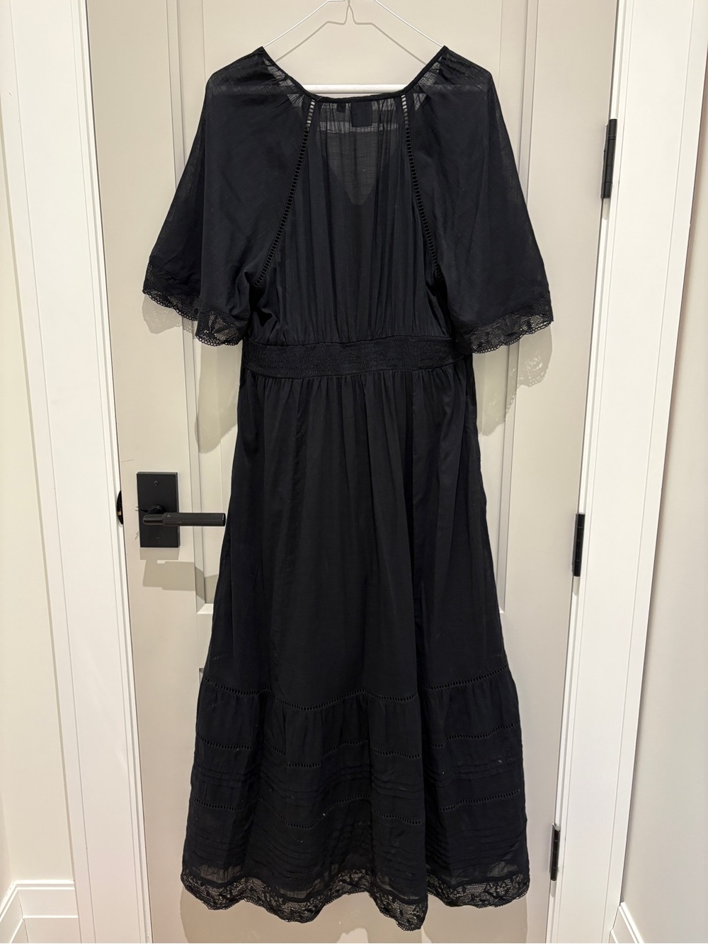 GAP Black Button-Down Maxi Dress with Flutter Sleeves - Picture 3 of 3